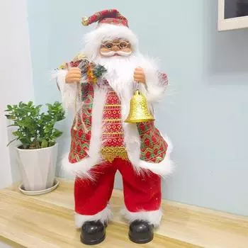 Электрический танцующий Санта-Клаус, игрушка на батарейках, стоящая и поющая, плюшевая кукла Санта, настольное украшение, рождественский Санта, праздничные атрибуты коричневый