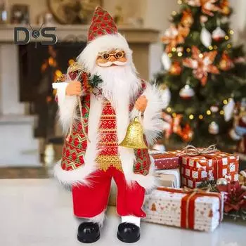 Электрический танцующий Санта-Клаус, игрушка на батарейках, стоящая и поющая, плюшевая кукла Санта, настольное украшение, рождественский Санта, праздничные атрибуты коричневый