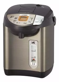 Электрический термос Tiger, безпаровой, энергосберегающий, VE, сохранение тепла, 7 безопасных и надежных структур, Tokuko Brown (ТИГР) 2.2L PIW-A220T