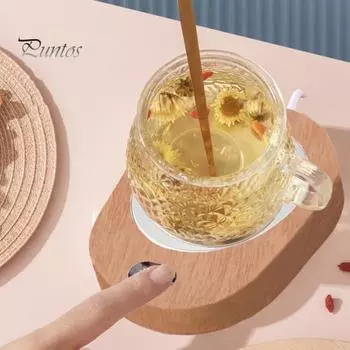 Электрический термостатический подстаканник с подогревом кружек для кофе и автоматическим отключением, энергоэффективный, водонепроницаемый, умный электрический подогреватель чашек для напитков цвет старого дерева