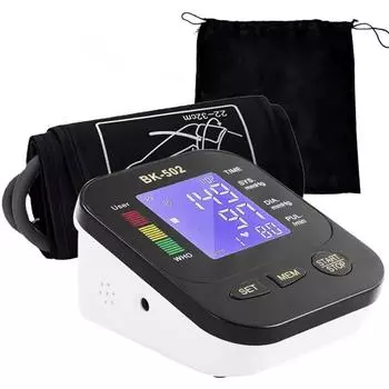 Электрический тонометр для измерения артериального давления на руку Цифровой измеритель частоты сердечных сокращений Подсветка Автоматический домашний измеритель артериального давления