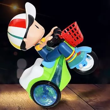 Электрический трехколесный велосипед с вращением на месте, музыкальная легкая игрушка, детский подарок