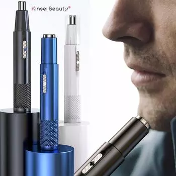 Электрический триммер для бритья носа и ушей портативный унисекс безопасный уход за лицом перезаряжаемый триммер для волос в носу бритвенный инструмент для удаления волос темно-синий