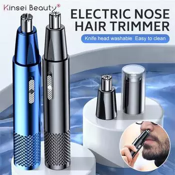 Электрический триммер для бритья носа, ушей, безопасный уход за лицом, перезаряжаемый триммер для носа, волосы для мужчин, бритва для удаления волос, бороды темно-синий