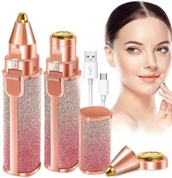 Электрический триммер для бровей 2 в 1, USB перезаряжаемый, для удаления волос на лице, помада, мини-эпилятор для женщин, красочное звездное небо золотой