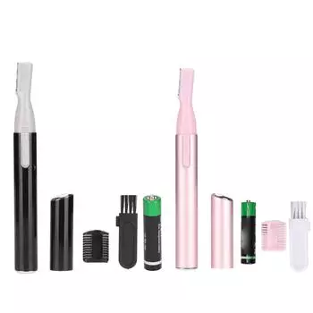 Электрический триммер для бровей, съемный, моющийся, работающий от батареи, для удаления волос на лице для мужчин Pink