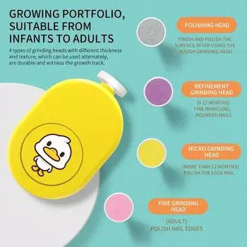Электрический триммер для ногтей Dr.isla Baby, детский полировщик ногтей, набор для ухода за детьми, маникюрный набор, триммер для ногтей, кусачки для новорожденных жёлтый