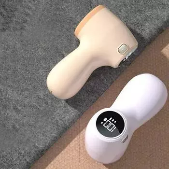 Электрический триммер для удаления комков шерсти с 6 лезвиями, умный светодиодный цифровой дисплей, зарядка через USB, устройство для удаления катышков со свитера, портативное устройство для быстрого удаления катышков бежевый