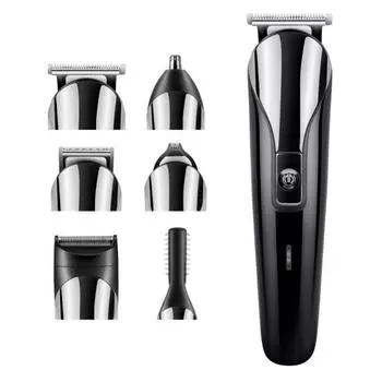 Электрический триммер для волос 6-в-1 для домашнего салона, аккумуляторная бритва для лица, бровей, носа, бритва, машинка для стрижки волос, инструмент для стрижки волос для детей и взрослых