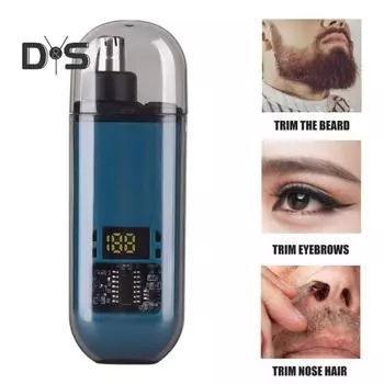 Электрический триммер для волос в носу для мужчин, перезаряжаемый триммер для волос в носу, IPX7, водонепроницаемый многофункциональный триммер для носа, ушей и бровей With Screen чёрный