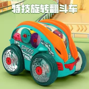 Электрический трюковой автомобиль Диппер, музыка, свет, шестерня, вращающаяся на 360 градусов, игрушки для детей и мальчиков аквамарин