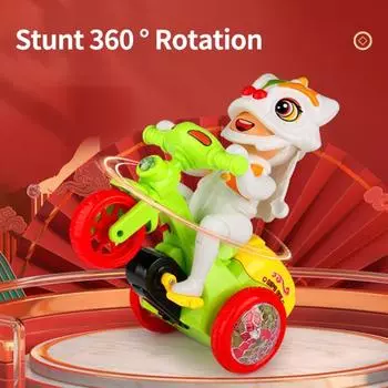 Электрический трюковой трехколесный велосипед в китайском стиле для интеллектуального развития, простая установка, полезный для детей, светящийся игрушечный мотоцикл для использования в помещении