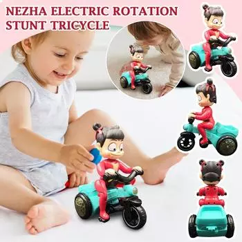 Электрический трюковый трехколесный велосипед для мальчиков и девочек, подарок для младенцев, музыкальная светящаяся игрушечная машинка One Size синий