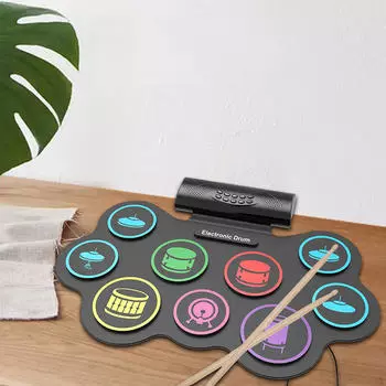 Электрический учебный барабан со встроенным стереодинамиком, легкий, для начинающих, сворачиваемый