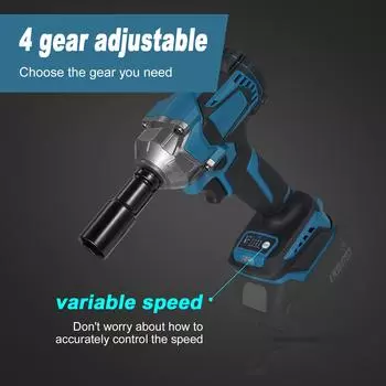 Электрический ударный гайковерт 1200 Вт, беспроводной, 700 Нм, высокий крутящий момент, бесщеточный двигатель, 6700 об/мин 12 no battery жёлтый