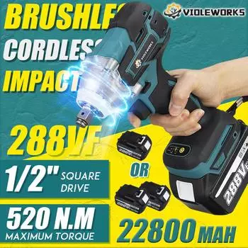 Электрический ударный гайковерт 288VF, бесщеточный гаечный ключ, 4000 мАч, литий-ионный аккумулятор, ручная дрель, монтажный электроинструмент
