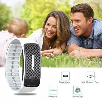 Электрический ультразвуковой репеллент от комаров и вредителей, браслет для детей и взрослых, браслет белый