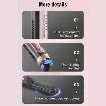 Электрический утюжок для выпрямления волос, инструмент для укладки холодным воздухом, ионный уход за волосами, утюжок для выпрямления волос EU Plug чёрный