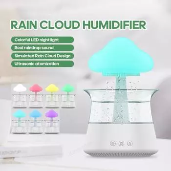 Электрический увлажнитель воздуха Rain Cloud 300 мл, аромадиффузор Zen Rain Water Drops, красочный ночник, увлажнитель для дома, подарок EU