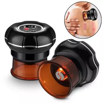 Электрический вакуумный баночный массажер Гуа Ша, массажер для сжигания жира, массаж для похудения, электрический прижигание, массажер для терапии тела, скребковые банки GERMANY чёрный