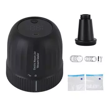 Электрический вакуумный упаковщик банок, аккумулятор 1200 мАч, портативный, для консервирования, вакуумная герметизация банок чёрный