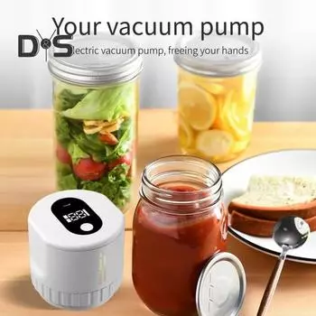 Электрический вакуумный упаковщик для банок Mason, цифровой дисплей, перезаряжаемый компактный размер, портативная машина для запечатывания, комплект машины для консервной крышки с широким горлом A чёрный