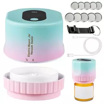Электрический вакуумный упаковщик Mason Jar для банок с широким и обычным горлом, светодиодный дисплей для кухни розовый/синий