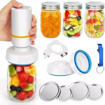 Электрический вакуумный упаковщик Mason Jar для хранения продуктов питания, не содержащий BPA, вакуумный упаковщик для хранения продуктов питания, комплект насадок без запаха для банки с широким горлом