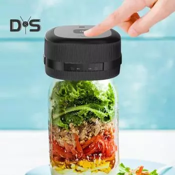 Электрический вакуумный упаковщик Mason Jar с мощным всасыванием и низким уровнем шума. Аккумуляторная беспроводная вакуумная упаковочная машина для консервирования. чёрный