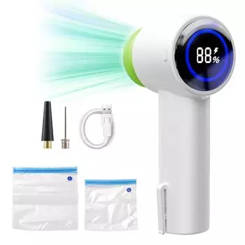 Электрический вакуумный упаковщик с пакетами для запечатывания, мощность всасывания 60 кПа, кухонные гаджеты, беспроводной пылесос A Set белый/зелёный