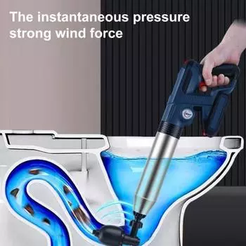 Электрический вантуз для прочистки туалета, пневматический датчик высокого давления, 2 батареи, сверхпрочные вантузы