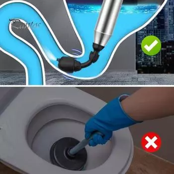 Электрический вантуз для прочистки унитаза, безопасный и эффективный, средство для прочистки одним выстрелом, для ванной, кухни, труб, высокого давления, простой в использовании электрический вантуз темно-синий