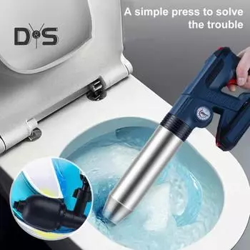 Электрический вантуз для прочистки засоров, пневматический манометр высокого давления, 2 батареи, прочные вантузы, слив для туалета, набор для сантехника для домовладельца синий