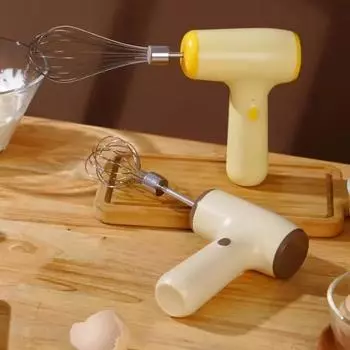 Электрический венчик 1 шт., автоматический многофункциональный, с зарядкой через USB, ручной венчик для взбивания крема, выпечки, торта, бытовой, небольшой, мини, портативный жёлтый