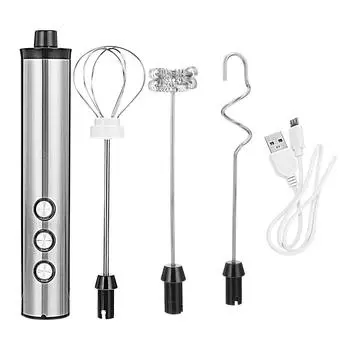 Электрический венчик из нержавеющей стали ABS Ручной миксер Вспениватель молока Кофейный блендер Кухонные принадлежности Тортоделка Оборудование для выпечки Венчик серебряный