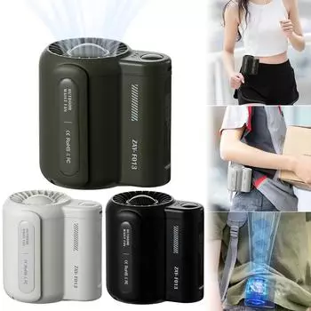 Электрический вентилятор с зажимом USB, заряжаемый от 3 передач, мини-переносной охладитель, уличный вентилятор с креплением на поясе для спортивного курьера, работающего на открытом воздухе чёрный