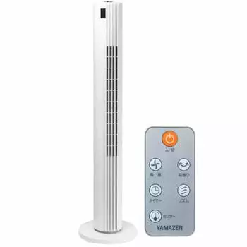Электрический вентилятор Yamazen Tower Fan для гостиной, без крыльев, тонкий, тихий, с двигателем постоянного тока и дистанционным управлением, белый YSR-WD901(W)