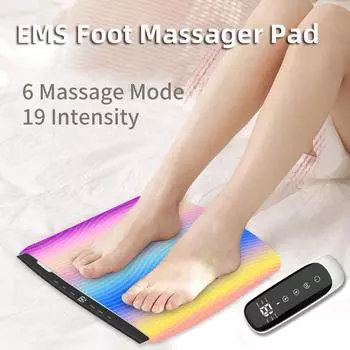 Электрический вибрационный массажер для ног EMS с 6 режимами и 19 интенсивностью, коврик для стимуляции мышц, улучшает кровообращение, снимает боль