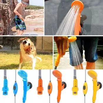 Электрический водяной насос для детей, 12 В, автомойка для кемпинга, пешего туризма, путешествий, уличный душевой комплект оранжевый