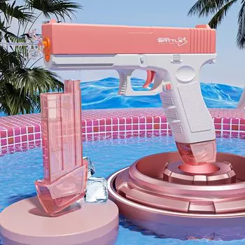 Электрический водяной пистолет, пистолет Glock, игрушка для стрельбы, полностью автоматический открытый пляжный пистолет, летняя игрушка для плавания в бассейне с водой для детей и мальчиков AP003 blue
