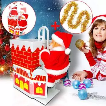 Электрический восхождение на дымоход, рождественская фигурка Санта-Клауса, украшение для семейной вечеринки G One Size