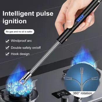 Электрический воспламенитель Гибкий шланг на 360 градусов Портативный USB Ветрозащитный легкий дизайн зажигания Перезаряжаемый импульсный воспламенитель розового золота