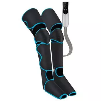 Электрический воздушно-компрессионный массажер для ног, пневматические манжеты для стоп и икр с подогревом, ручной контроллер, расслабление мышц, облегчение боли, 24 Вт синий
