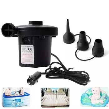 Электрический воздушный насос 12 В постоянного тока, портативный насос для накачивания/сдува с 3 насадками, насос для кемпинга на открытом воздухе, надувные кровати, лодки/плоты 1-set