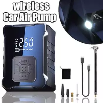 Электрический воздушный насос 150PSI с цифровым дисплеем, беспроводной воздушный компрессор, портативный быстрый воздушный насос, накачка шин, автомобильные шины для мотоцикла