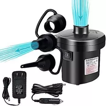 Электрический воздушный насос 2 в 1 Воздушный насос Воздушный матрас для надувания и слива Электрический насос с 3 насадками для надувного матраса Надувная игрушка Кольцо для плавания чёрный