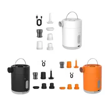 Электрический воздушный насос для накачивания и сдувания Воздушный насос с подсветкой для палатки, мини белый