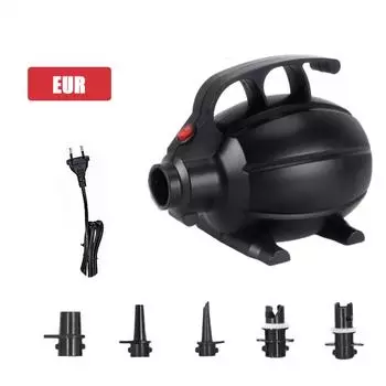 Электрический воздушный насос мощностью 600 Вт, портативный насос-дефлятор с 5 насадками для надувных матрасов, кольцо для плавания, надувные игрушки для бассейна EU Plug чёрный