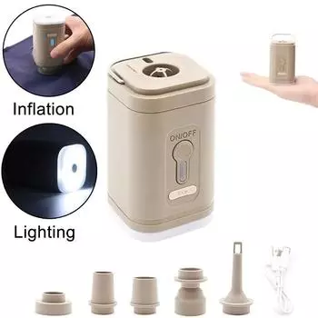 Электрический воздушный насос Портативный беспроводной воздушный компрессор Насосы для накачивания/сдува для надувных подушек Надувные кровати Лодка Плавательный круг хаки