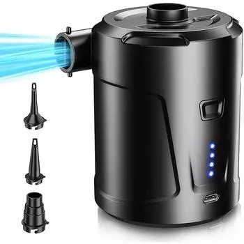 Электрический воздушный насос, портативный беспроводной воздушный насос, надувной насос для матраса, надувной насос и;Дефляторный насос для бассейна для кемпинговых лодок чёрный